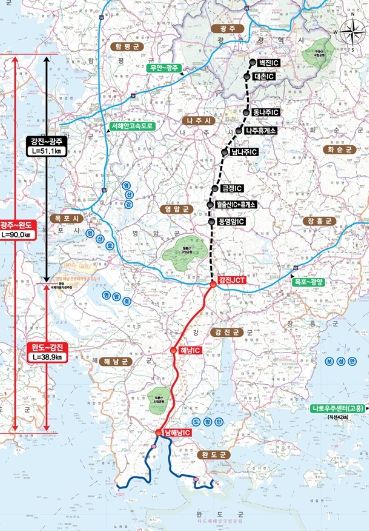 완도~광주 고속도로 위치도 1