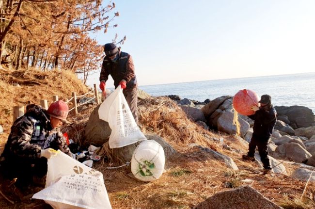 영덕군 해안가 및 블루로드 해양쓰레기 정화 활동 모습.