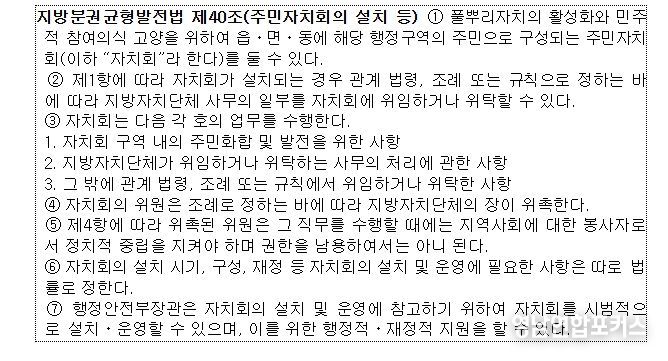 「지방분권균형발전법」 제40조 및 지역별 조례를 통해 시범운영 중